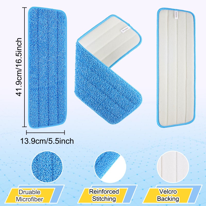 H-Gamely 16.5 inch Reusable Mop Pads Microfiber Spray Mop Replacement Heads for Wet/Dry Mops Compatible with Bona Floor Care System (5 Pack) - Image 3